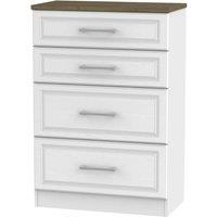 Welcome Furniture Ready Assembled Trent 4 Drawer Deep Chest White Ash, White