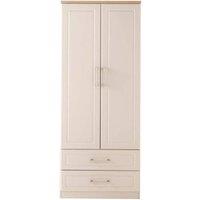 Welcome Furniture Ready Assembled Trent 2 Door 2 Drawer Wardrobe Kaschmir Ash And Oak, Cream