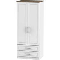 Welcome Furniture Ready Assembled Trent 2 Door 2 Drawer Wardrobe White Ash, White