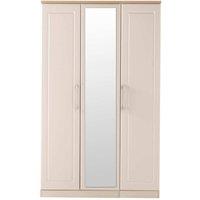 Welcome Furniture Ready Assembled Trent Triple Mirror Wardrobe Kaschmir Ash And Oak, Cream