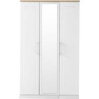 Welcome Furniture Ready Assembled Trent Triple Mirror Wardrobe White Ash, White