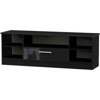 Ready Assembled Tedesca Wide TV Unit Black Gloss, Black