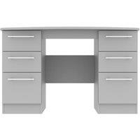 Ready Assembled Edina 6 Drawer Pedestal Desk Grey Matt, Grey