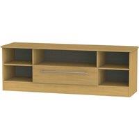Ready Assembled Edina 1 Drawer Wide TV Unit Modern Oak, Brown