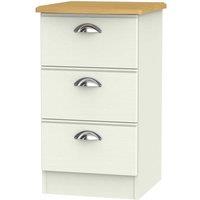 Welcome Furniture Ready Assembled Tilly 3 Drawer Bedside Cabinet Cream, Cream