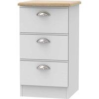 Welcome Furniture Ready Assembled Tilly 3 Drawer Bedside Cabinet Grey, Grey