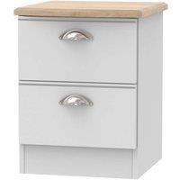Welcome Furniture Ready Assembled Tilly 2 Drawer Bedside Cabinet Grey, Grey