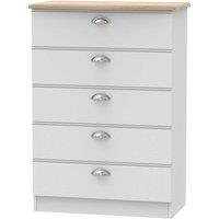 Welcome Furniture Ready Assembled Tilly 5 Drawer Chest Grey, Grey