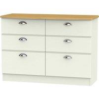 Welcome Furniture Ready Assembled Tilly 6 Drawer Wide Chest Cream, Cream