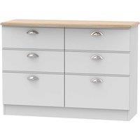 Welcome Furniture Ready Assembled Tilly 6 Drawer Wide Chest Grey, Grey