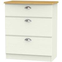 Welcome Furniture Ready Assembled Tilly 3 Drawer Deep Chest Cream, Cream
