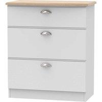 Welcome Furniture Ready Assembled Tilly 3 Drawer Deep Chest Grey, Grey