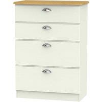 Welcome Furniture Ready Assembled Tilly 4 Drawer Deep Chest Cream, Cream