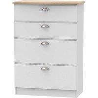 Welcome Furniture Ready Assembled Tilly 4 Drawer Deep Chest Grey, Grey