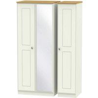 Welcome Furniture Ready Assembled Tilly Triple Mirror Wardrobe Cream, Cream