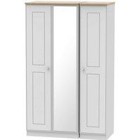 Welcome Furniture Ready Assembled Tilly Triple Mirror Wardrobe Grey, Grey