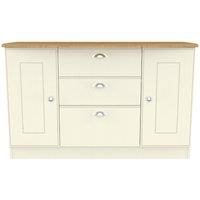 Ready Assembled Tilly 2 Door 3 Drawer Sideboard Cream/Oak, Cream