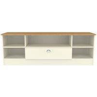 Ready Assembled Tilly Wide 1 Drawer Tv Unit Cream Ash/Oak, Cream