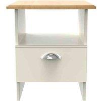 Ready Assembled Tilly Lamp Table With Drawer Cream Ash/Oak, Cream