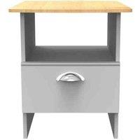 Ready Assembled Tilly Lamp Table With Drawer Grey Matt/Oak, Grey