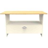Ready Assembled Tilly Lamp Table With Drawer Cream Ash/Oak, Cream