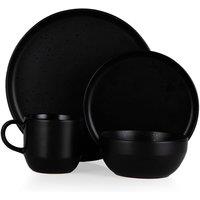 Tower Contempory Luna 16-Piece Stoneware Dinner Set, Black