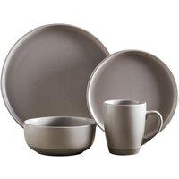 Barbary & Oak Tower Natural Avena 16-Piece Stoneware Dinner Set - Fossil Grey, Grey