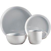 Barbary & Oak Scandinavian Inspired Oslo 16-Piece Stoneware Dinner Set, Grey