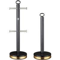 Tower Empire 6-Cup Mug Tree and Towel Pole - Black, Black