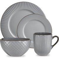 Tower Stoneware 16-Piece Empire Dinner Set - Grey, Grey