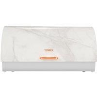 Tower Marble Rose Gold Roll Top Bread Bin, White