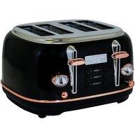 Charles Bentley TORE01BLK 4 Slice Toaster - Black & Rose Gold