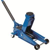 Draper Heavy Duty Trolley Jack with Twin Pistons (3 Tonne), Blue