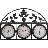 Garden Gear Outdoor Wall Clock and Weather Station - Black, Black