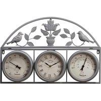 Garden Gear Outdoor Wall Clock and Weather Station - Grey, Grey