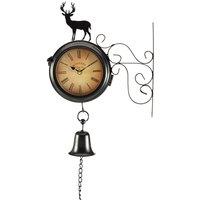 Garden Gear Wall Mounted Metal Stag Clock, Black