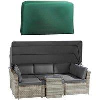 Garden Gear Rattan Furniture Daybed & Table Set Canopy Outdoor Sofa Patio Seater