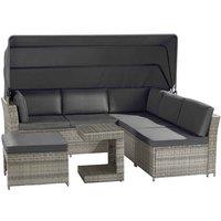Garden Gear California Rattan Daybed - Natural/Dark Grey, Grey