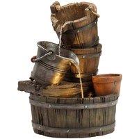 Garden Gear Serenity Cascading Barrel 2 in 1 Water Feature and Planter, Brown