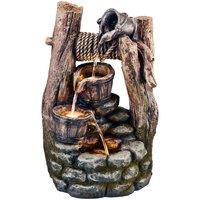 Garden Gear Serenity Double Bucket Wishing Well Water Feature, Brown