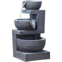Garden Gear Serenity Tiered Bowl Indoor Outdoor Water Feature, Grey