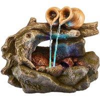 Garden Gear Serenity Tabletop Tree Trunk Bridge with Pots Water Feature, Brown