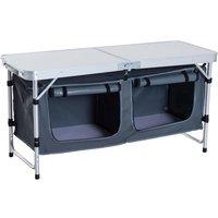Outsunny Portable Folding Picnic Table with Storage, White