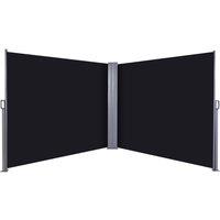 Outsunny 6 x 1.8m Retractable Double Side Awning - Black, Black
