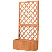 Outsunny Wooden Planter with Trellis, Brown