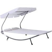 Outsunny Double Day Bed with Canopy - White, White