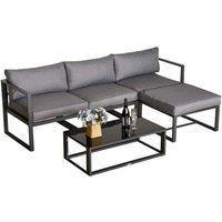 Outsunny 5 Piece Aluminium Sofa Set with Padded Cushions, Black