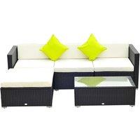 Outsunny 5 Piece Modular Rattan Sofa Set - Black, Black