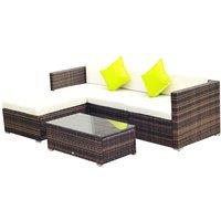 Outsunny 5 Piece Modular Rattan Sofa Set - Brown, Brown