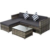 Outsunny 5 Piece Modular Rattan Sofa Set - Grey, Grey